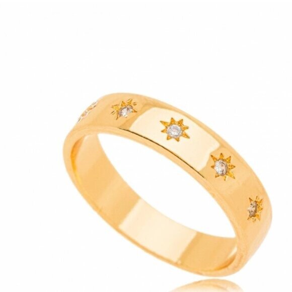 Gold Ring CZ Stars Waterproof Ring Celestial Gold Ring Cosmic Ring BEAUTIFUL - Picture 8 of 12